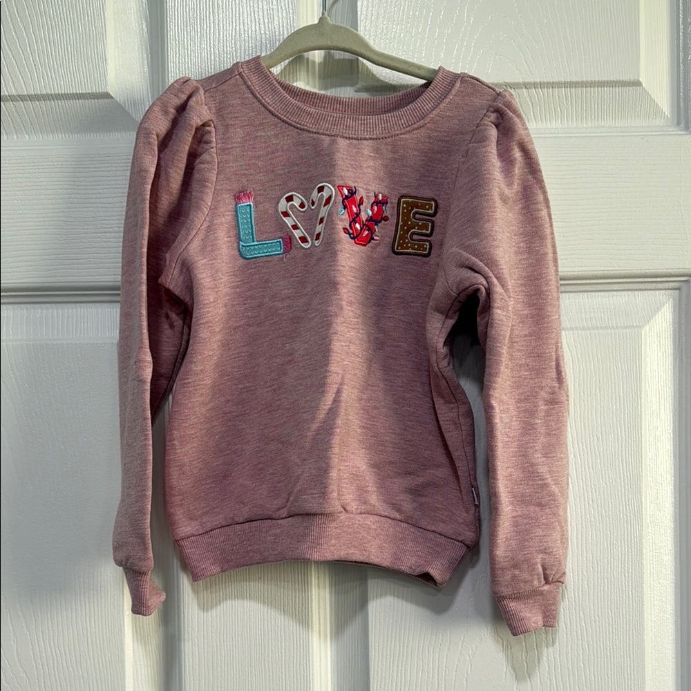 Play by Little Sleepies Pink Love Embroidered Sweatshirt